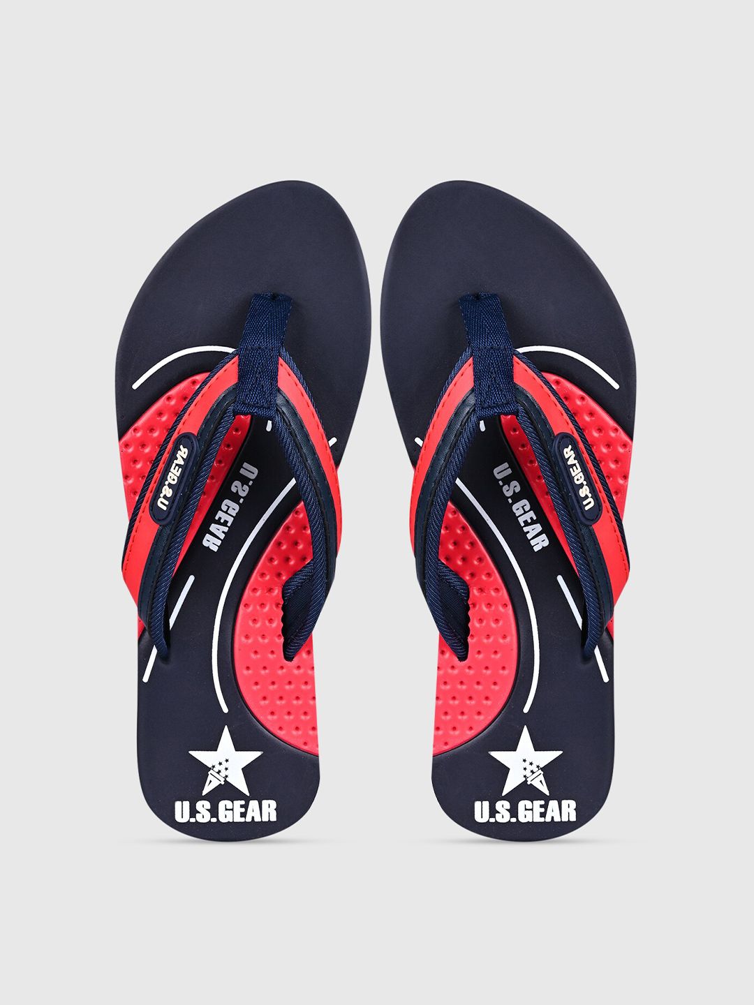 u s gear Women Navy Blue & Red Printed Rubber Thong Flip-Flops