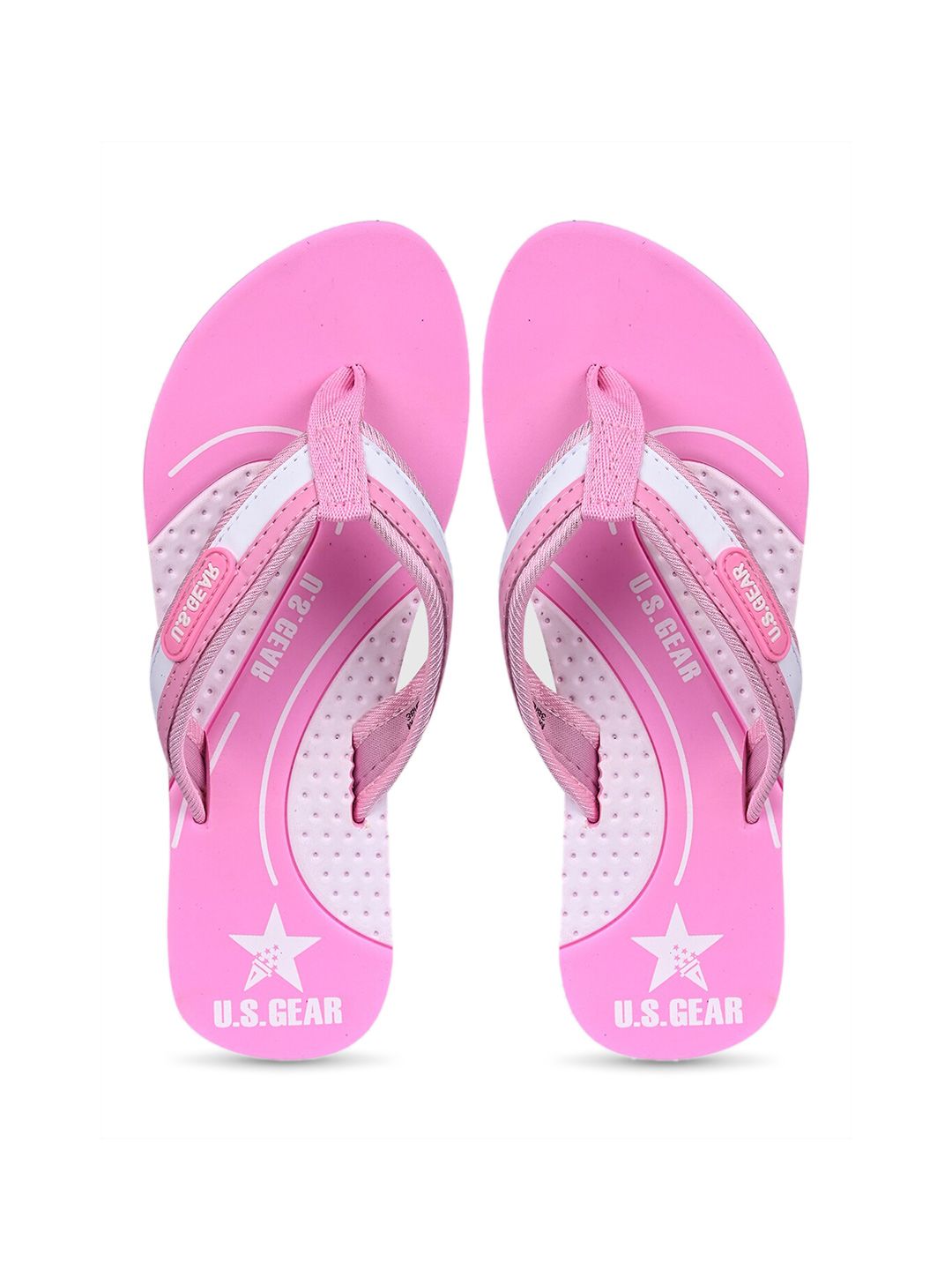 u s gear Women Pink & White Printed Rubber Thong Flip-Flops