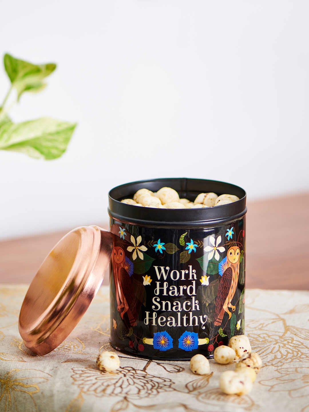 Chumbak Black Printed Work Hard Snack Healthy Snack Jar Price in India