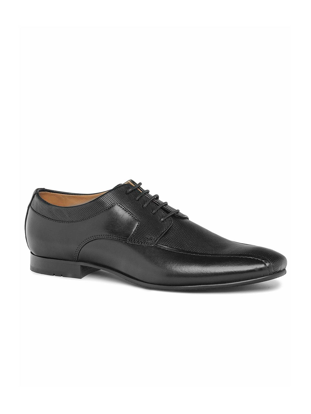 Ruosh Ruosh Men Black Solid Leather Formal Derbys