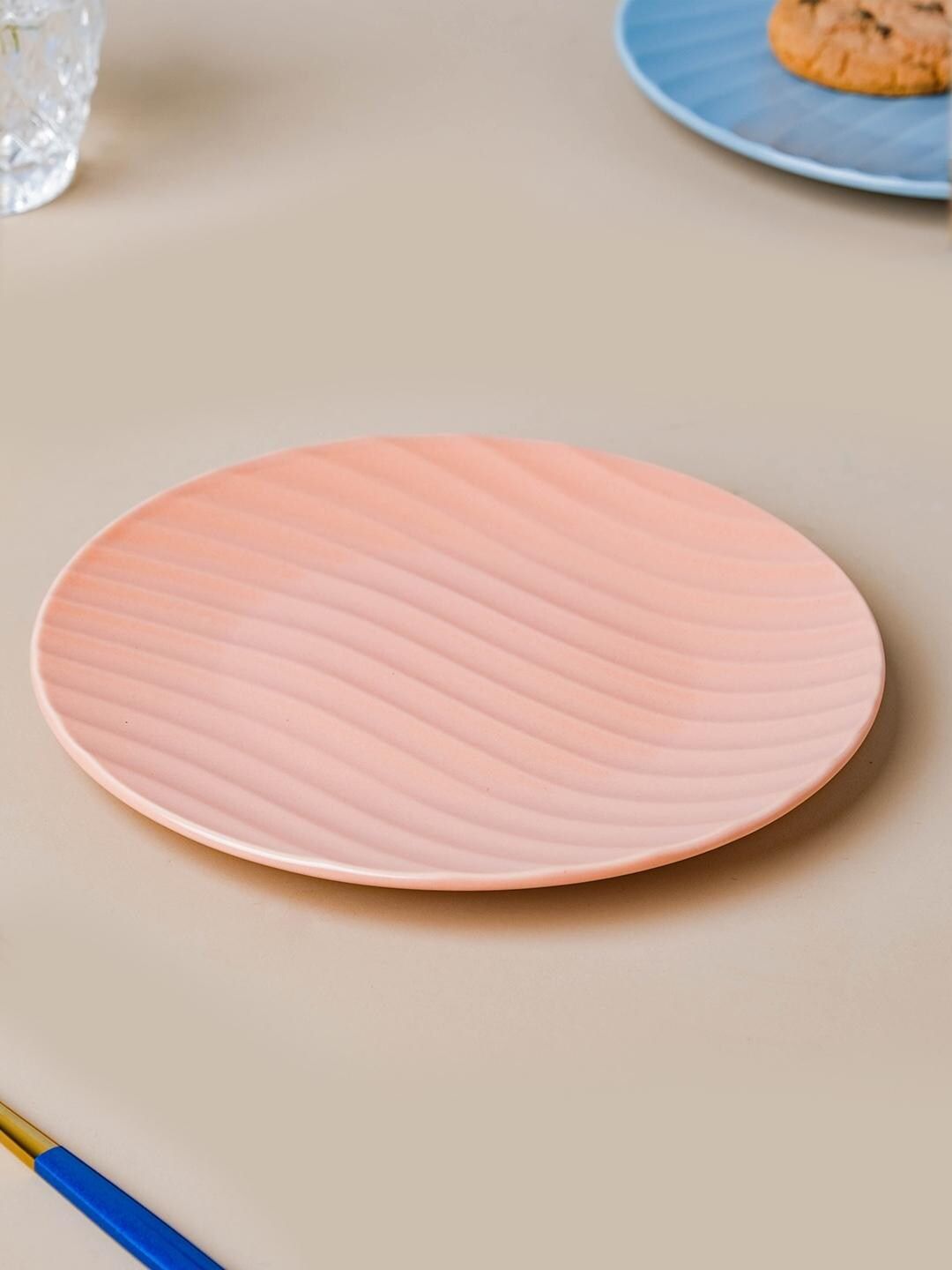 Nestasia Peach-Coloured & 1 Pieces Textured Ceramic Matte Plates Price in India