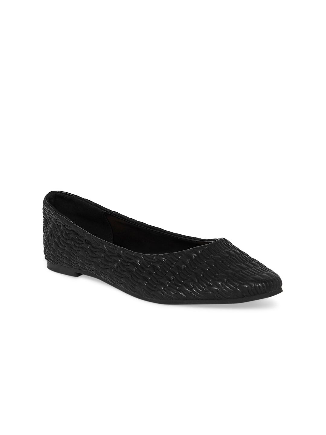 Forever Glam by Pantaloons Women Black Textured Ballerinas Flats