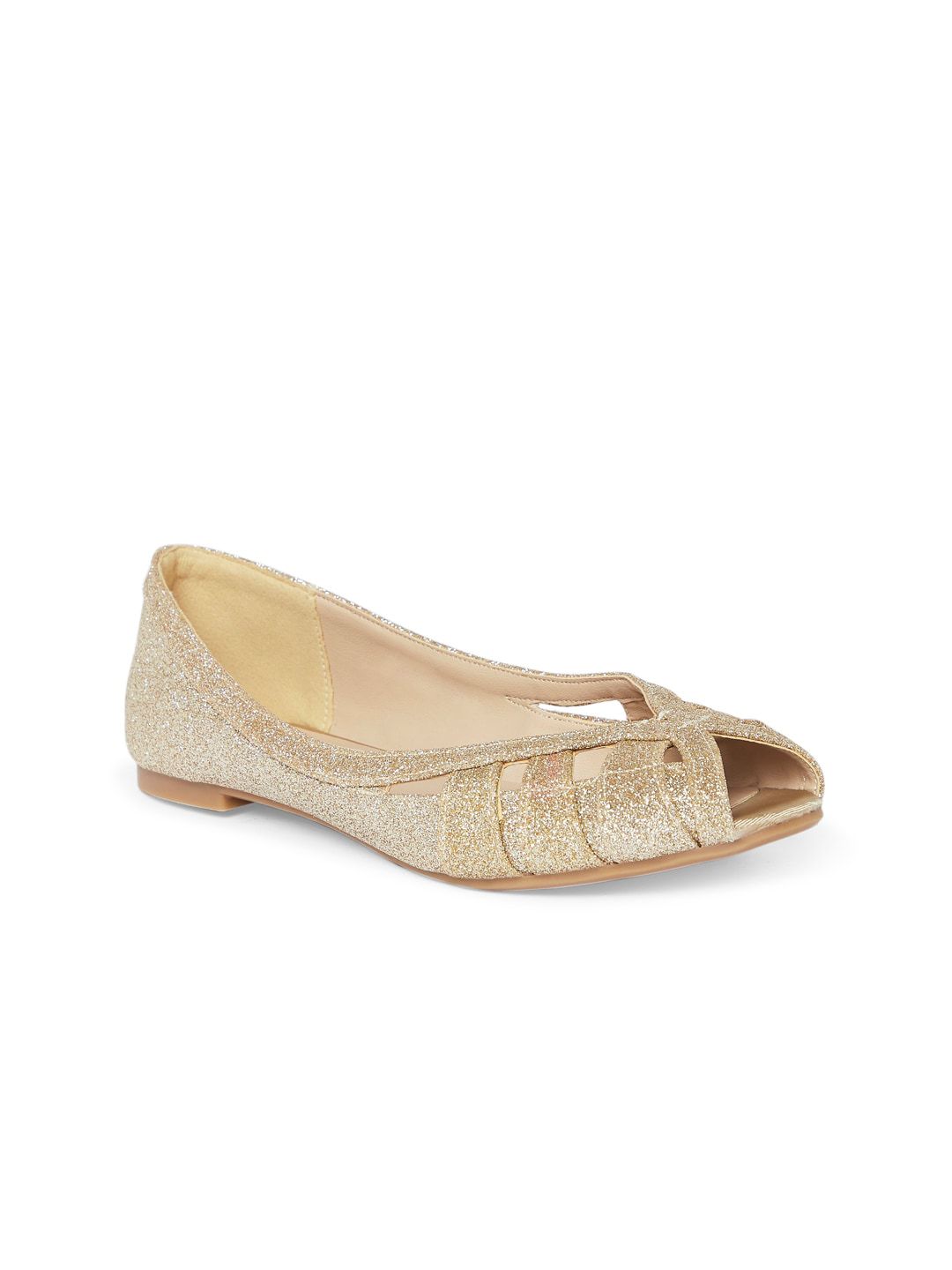 Forever Glam by Pantaloons Women Gold-Toned Embellished Party Ballerinas Flats Price in India