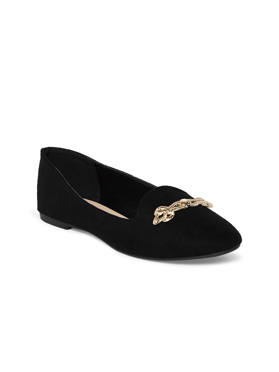 Forever Glam by Pantaloons Women Black Leather Embellished Loafers Price in India