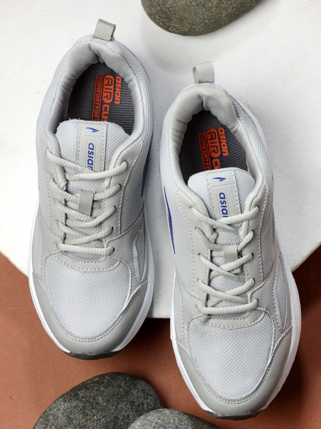 ASIAN Men Grey Mesh Running Non-Marking Sports Shoes