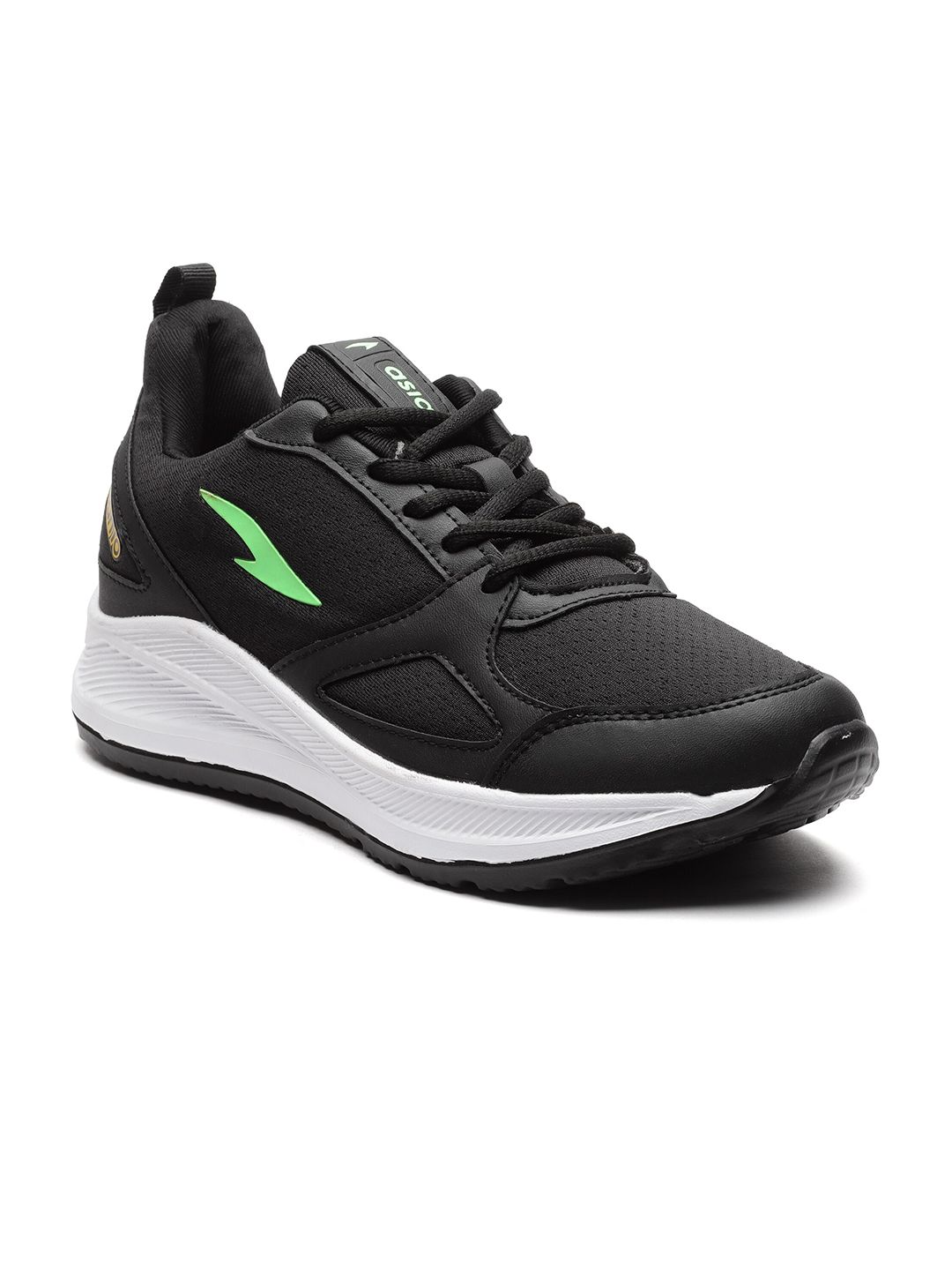 ASIAN Men Black Mesh Sports Running Non-Marking Shoes
