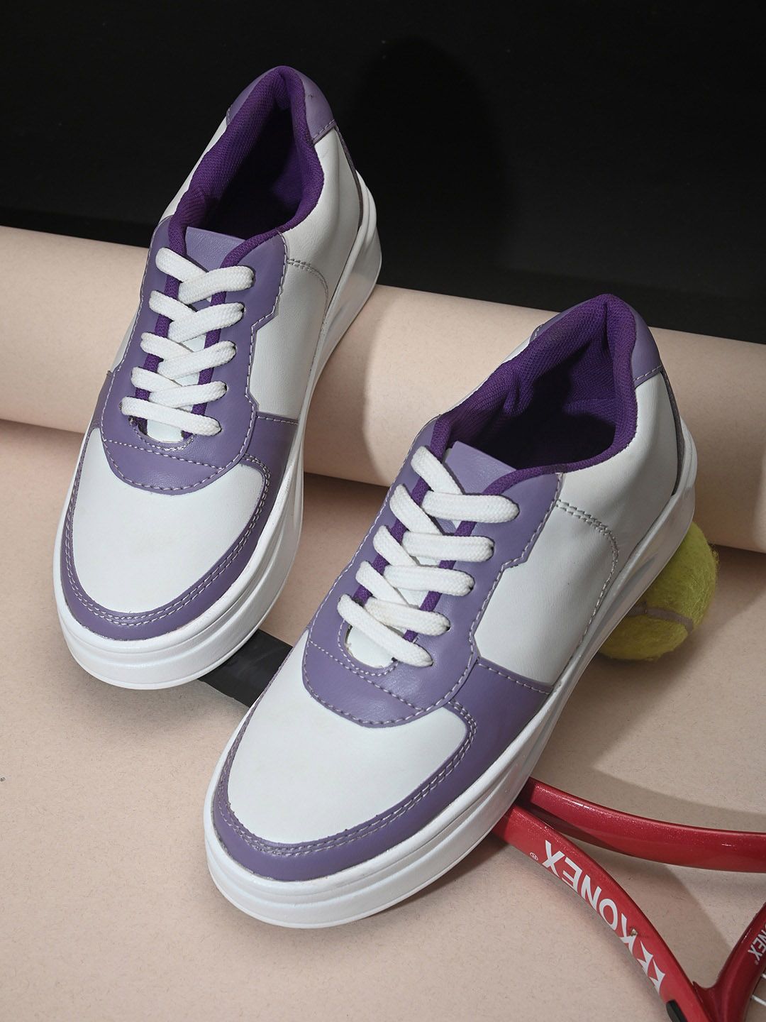 Fashion Victim Women Purple & White Colourblocked Sneakers Price in India