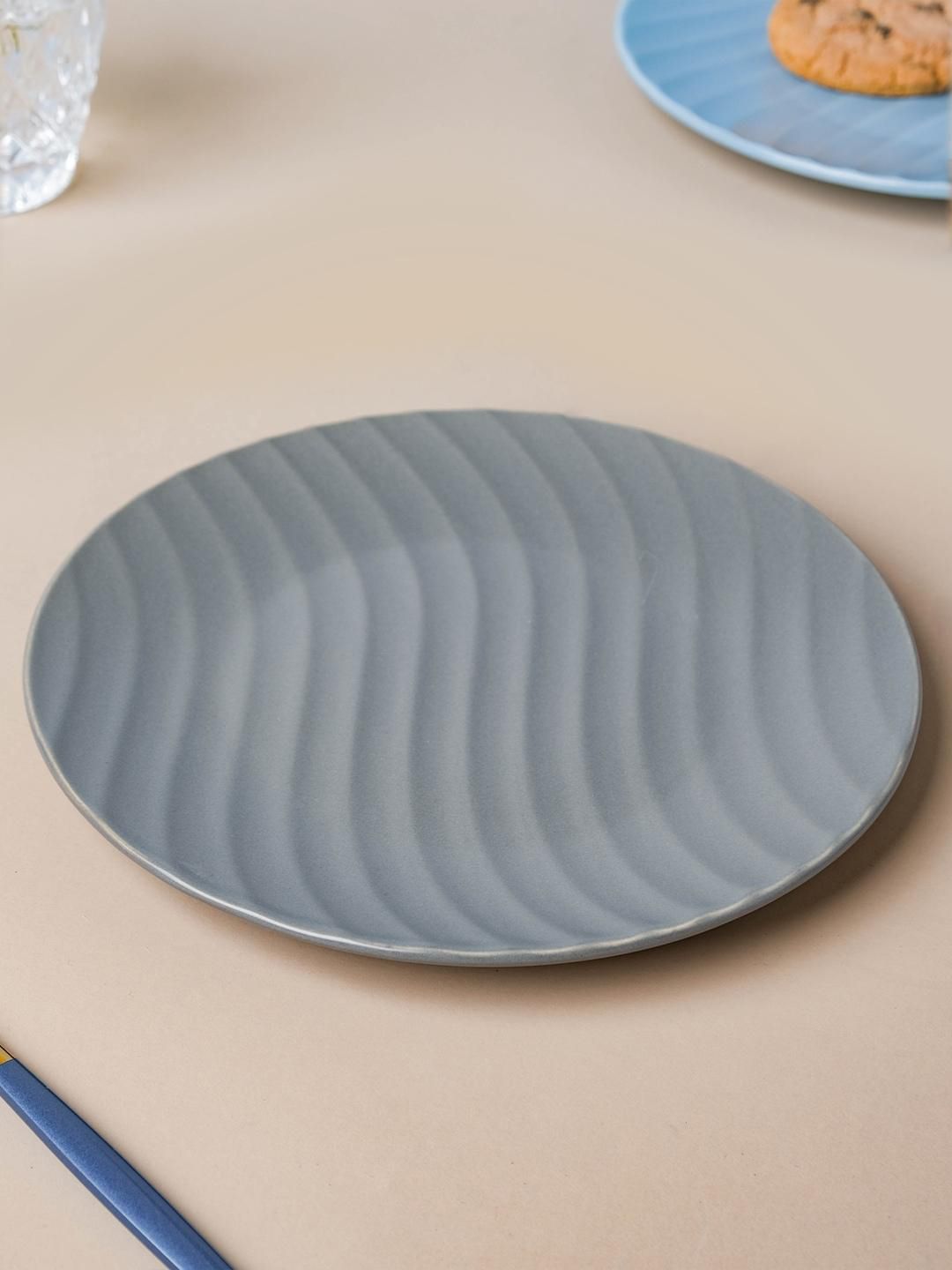 Nestasia Grey Textured Ceramic Matte Plate Price in India