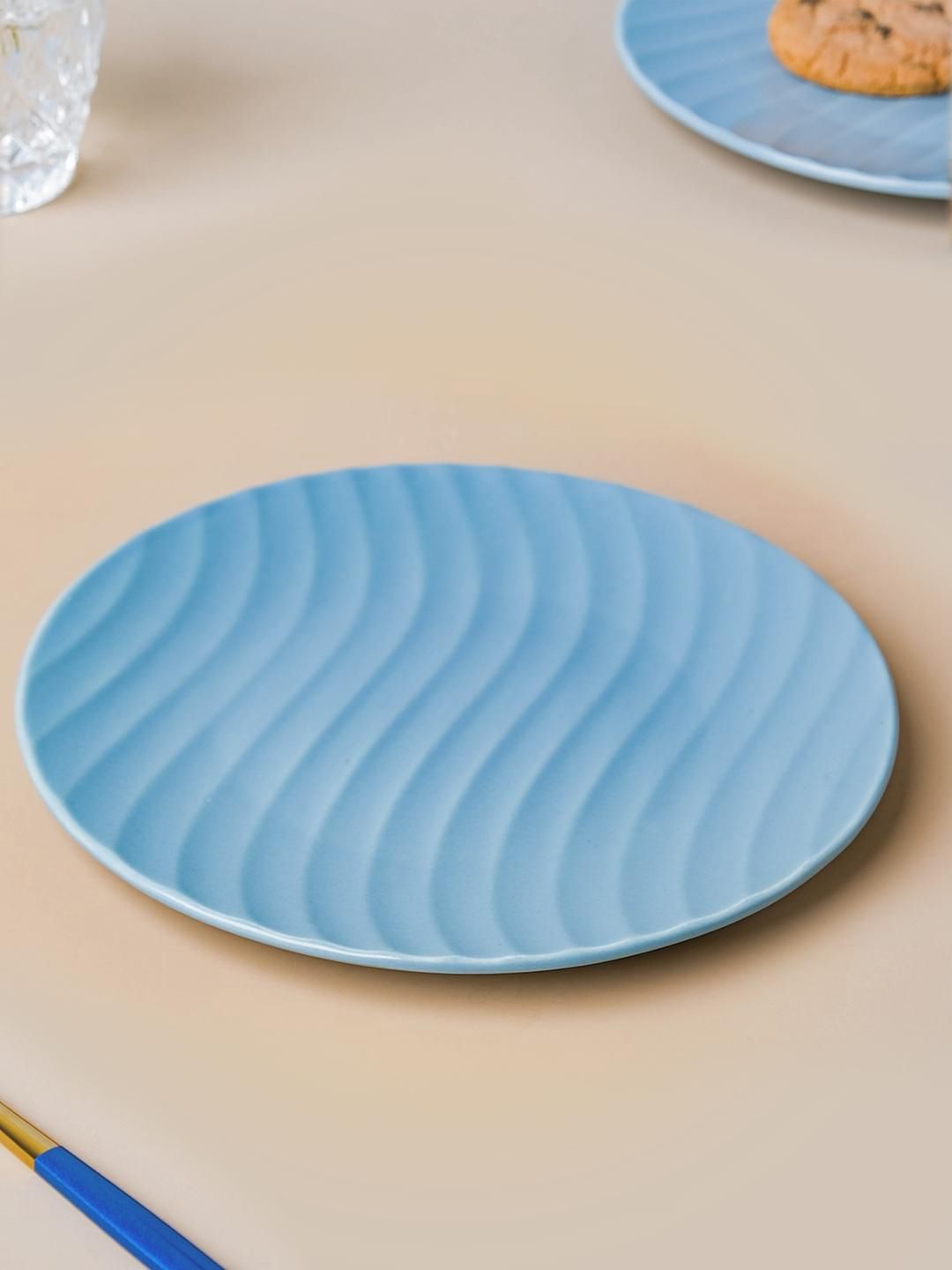 Nestasia Blue Textured Ceramic Matte Plate 7.8 Inch Price in India