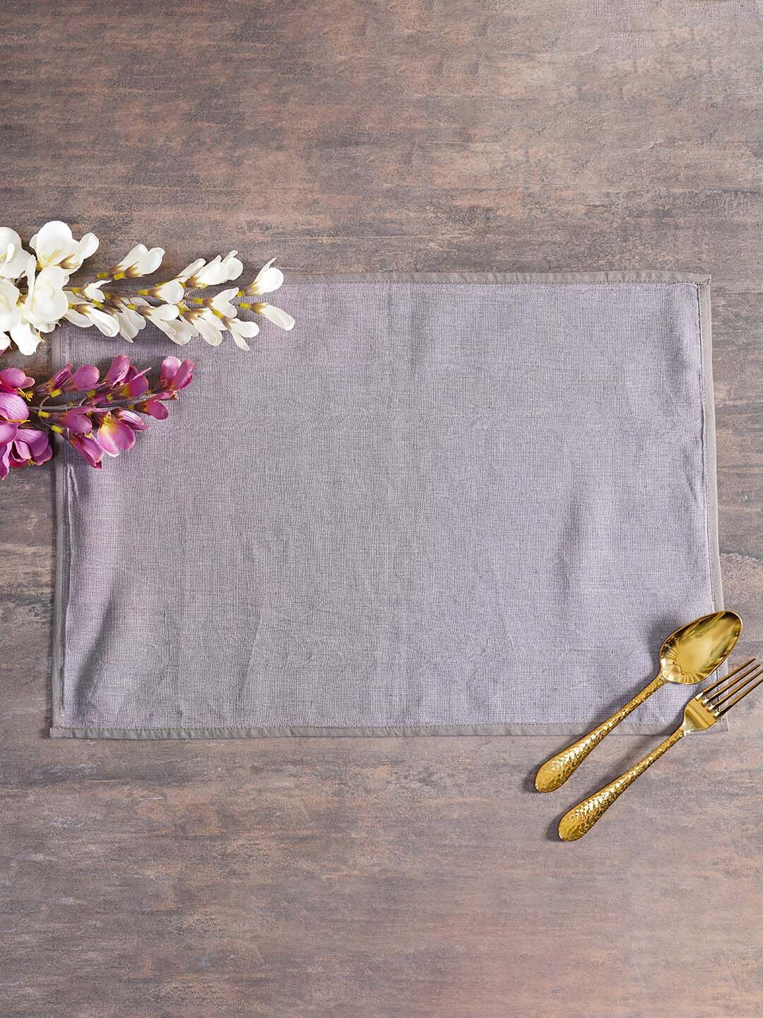 Pure Home and Living Grey Solid Cotton Rectangular Table Placemats Price in India