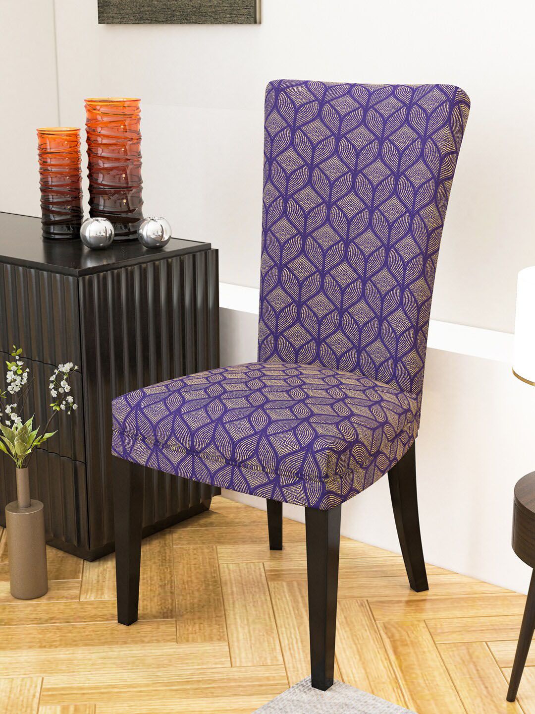Nendle Set Of 6 Printed Chair Covers Price in India