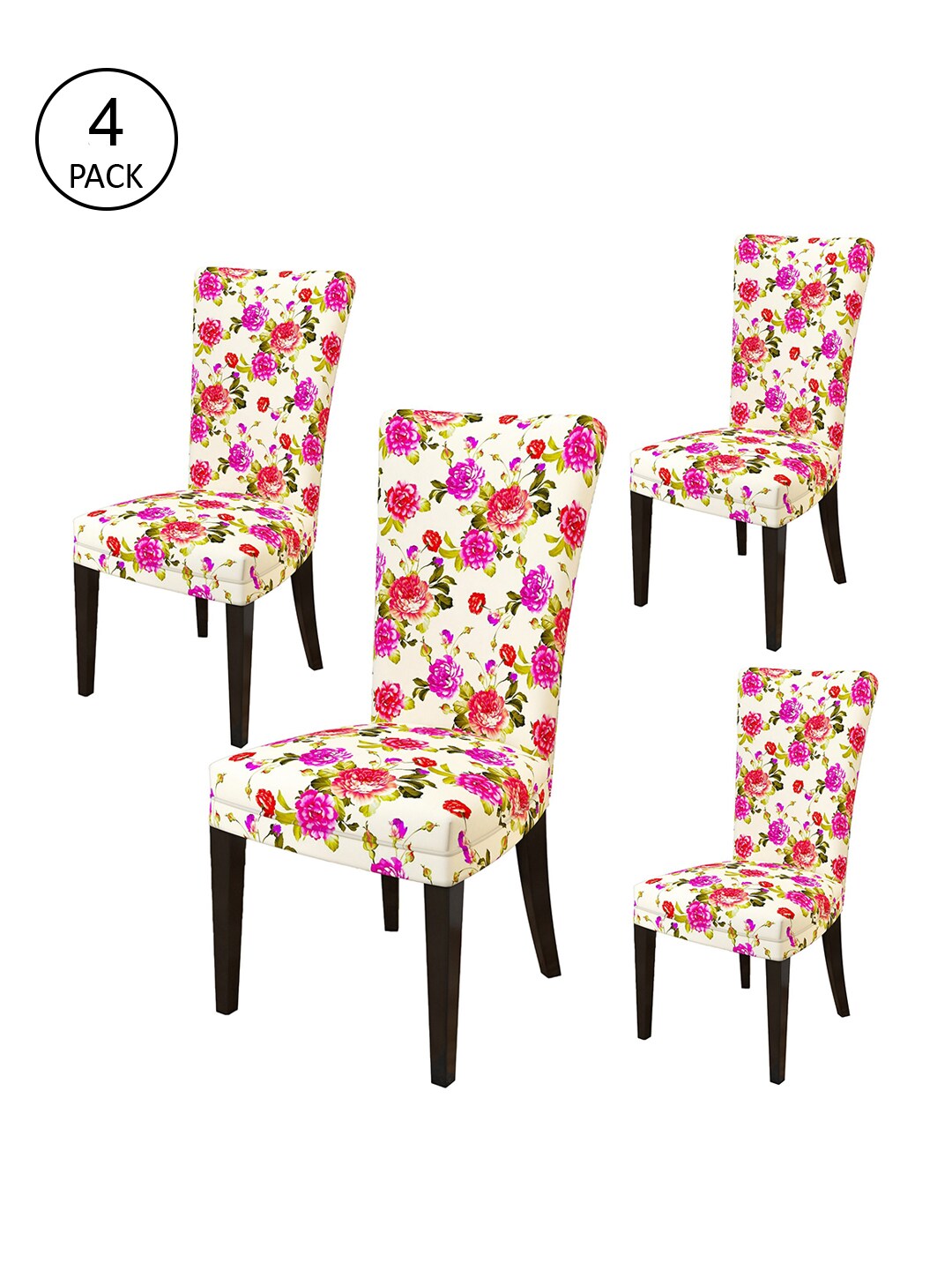 Nendle Set Of 4 Floral Printed Chair Cover Price in India