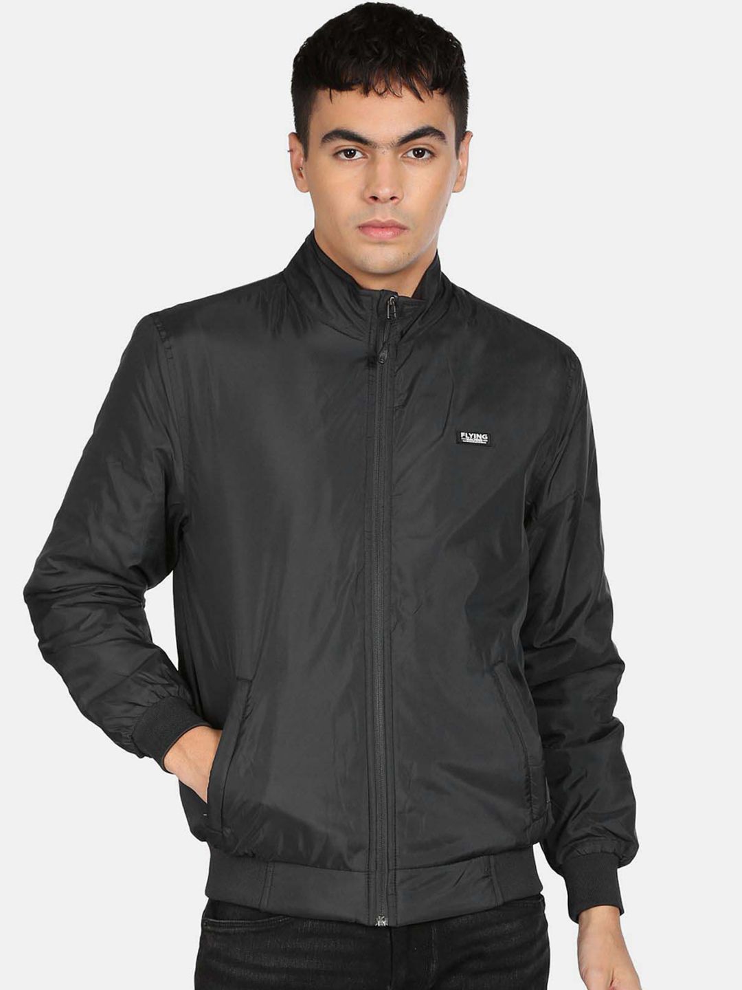 Flying Machine Men Black Bomber Jacket