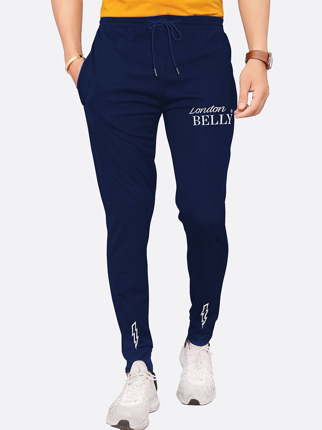 LONDON BELLY Women Navy Blue Solid Track Pants Price in India
