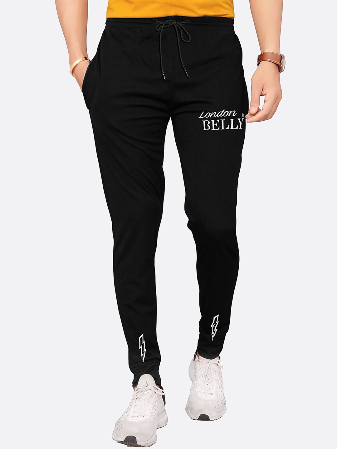 LONDON BELLY Women Black Solid Mid-Rise Joggers Price in India