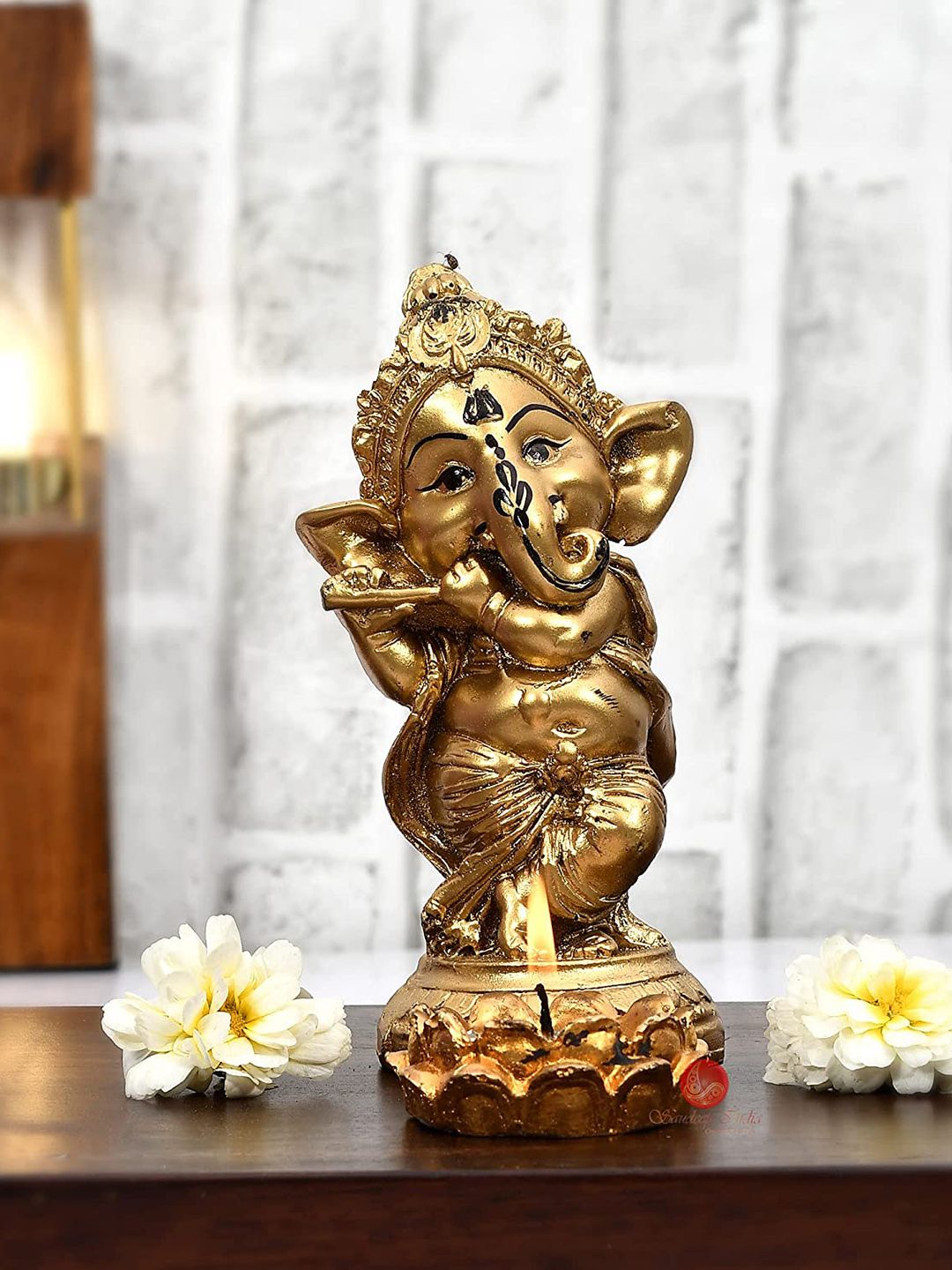 Perpetual Gold-Toned Ganesha Idol Statue Showpiece Price in India