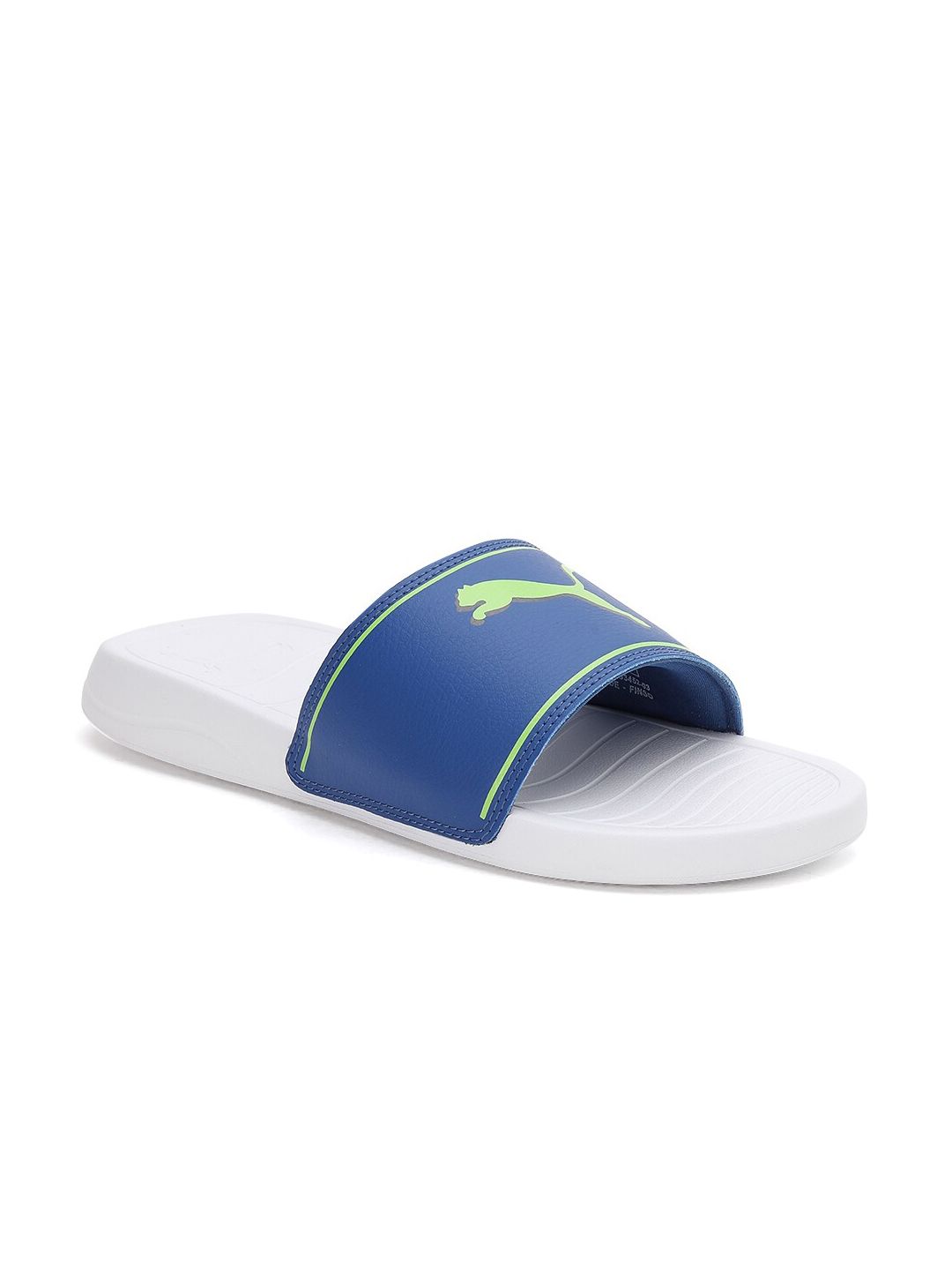 Puma Unisex White & Blue Printed Sliders