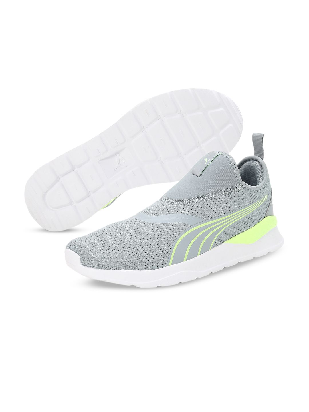 Puma Unisex Grey & Fluorescent Green Woven Design Slip-On Sneakers Price in India