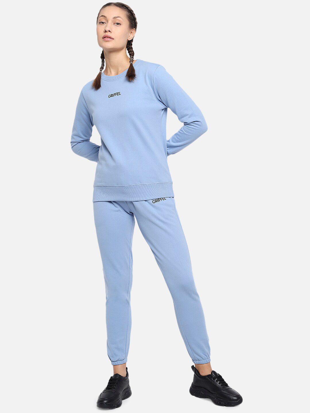 GRIFFEL Women Blue Solid Tracksuits Price in India