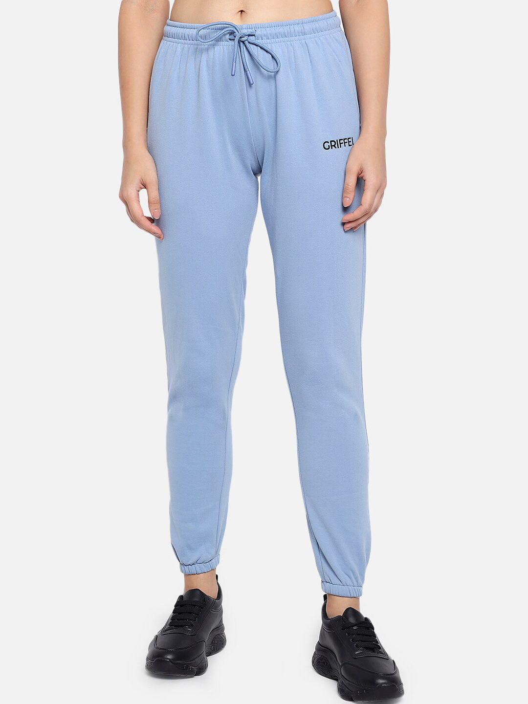 GRIFFEL Women Blue Brand Cotton Joggers Price in India