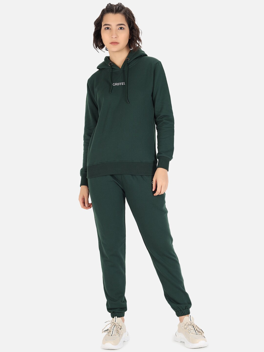 GRIFFEL Women Green Solid Tracksuits Price in India