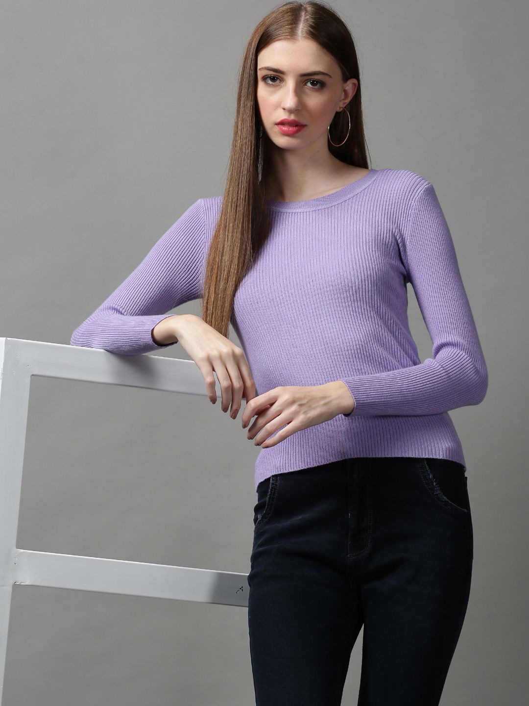 SHOWOFF Lavender Round Neck Top Price in India