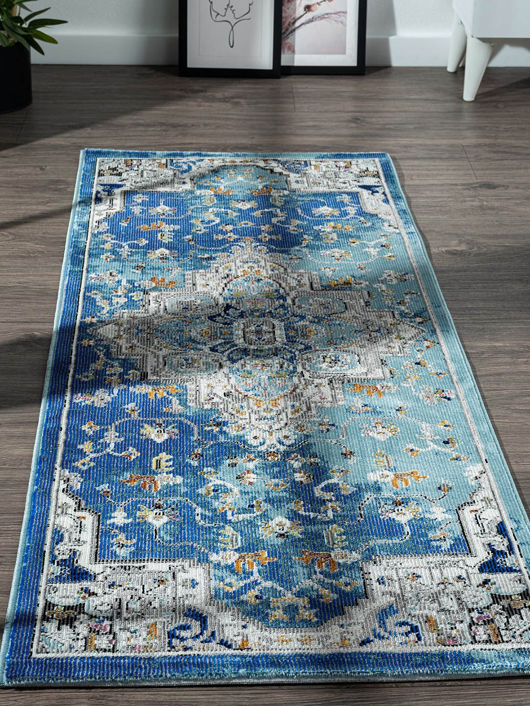 OBSESSIONS Blue Anti-static Polypropylene Floor Runner Price in India