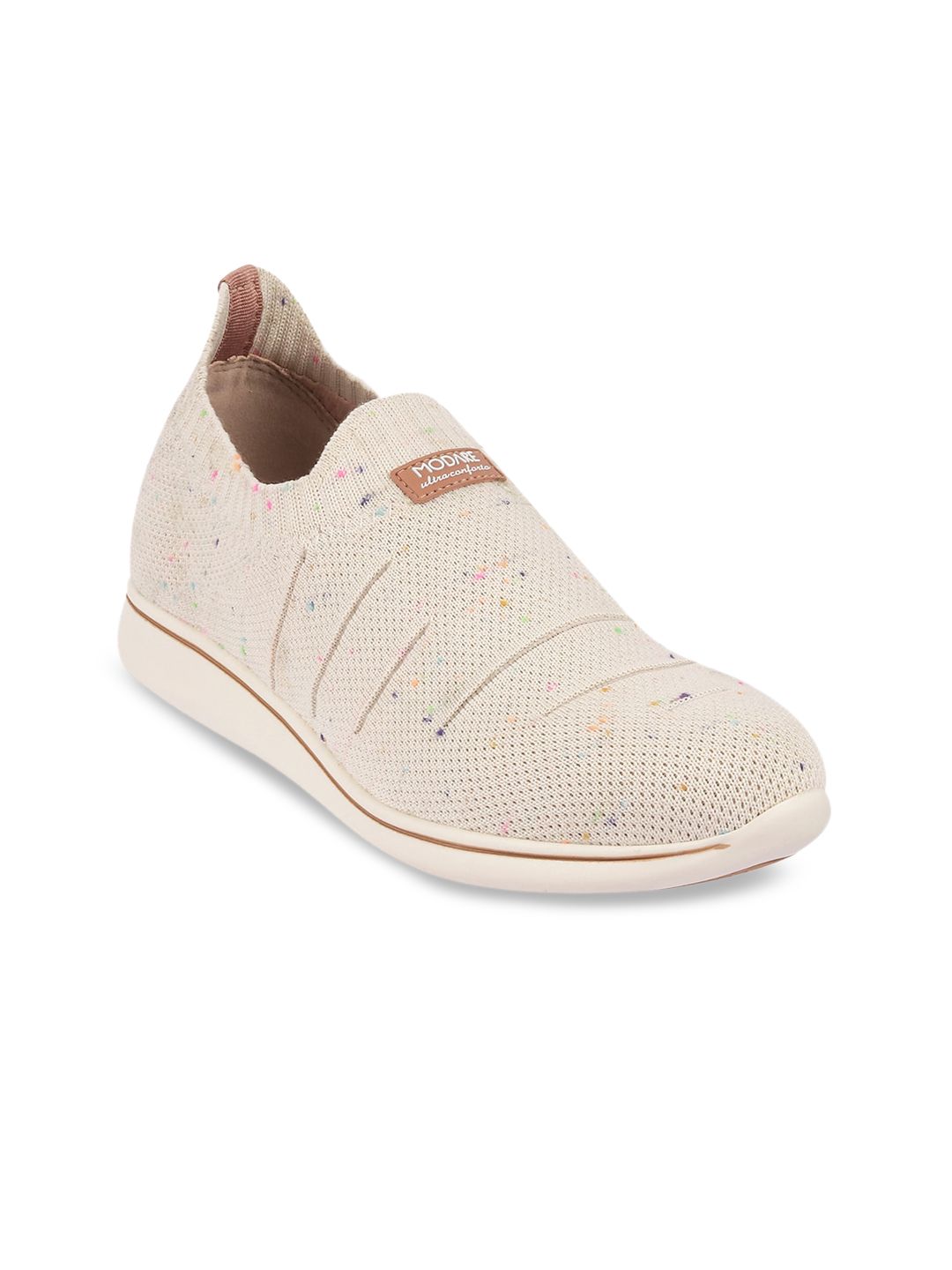 MODARE Women Cream-Coloured Printed Sneakers Price in India