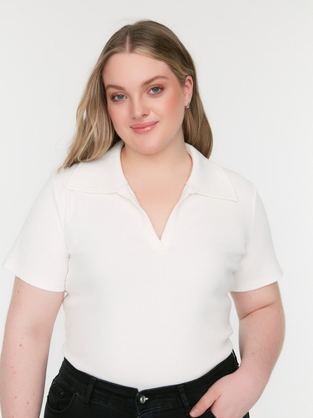 Trendyol Plus Size Women White Shirt Style Top Price in India