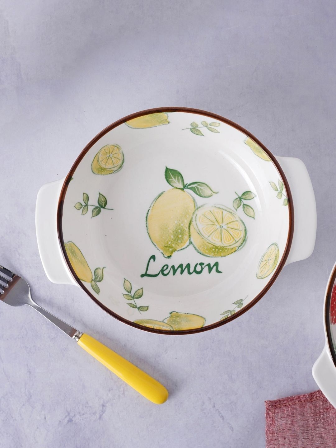 Nestasia White & Yellow Lemon Printed Baking Dish Price in India