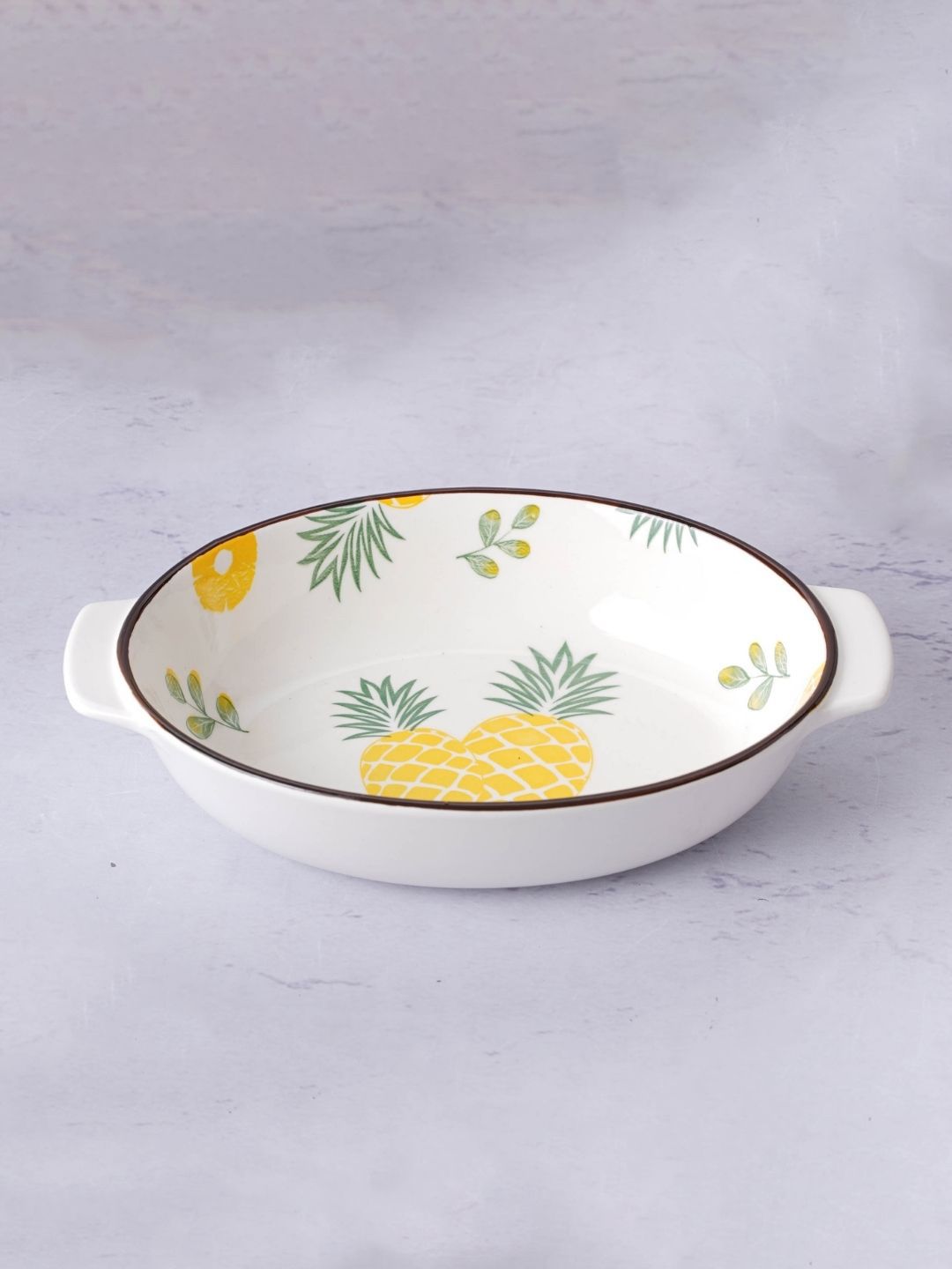 Nestasia White & Yellow Pineapple  Printed Baking Dish Price in India