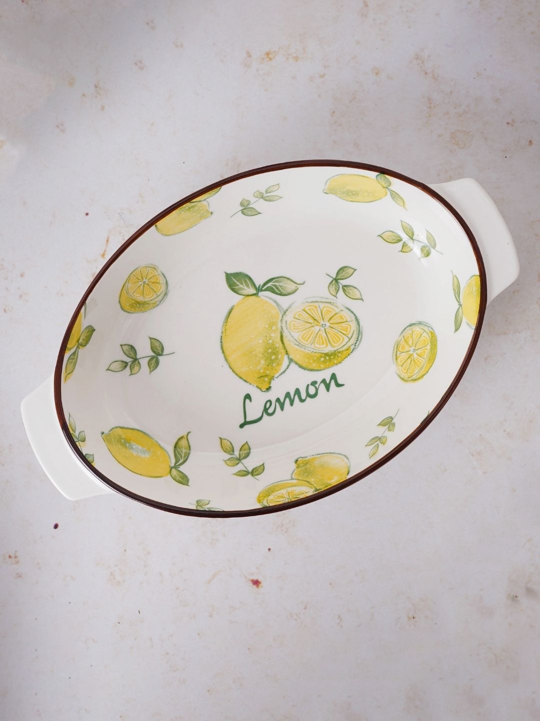 Nestasia White & Yellow Lemon Printed Baking Dish Price in India