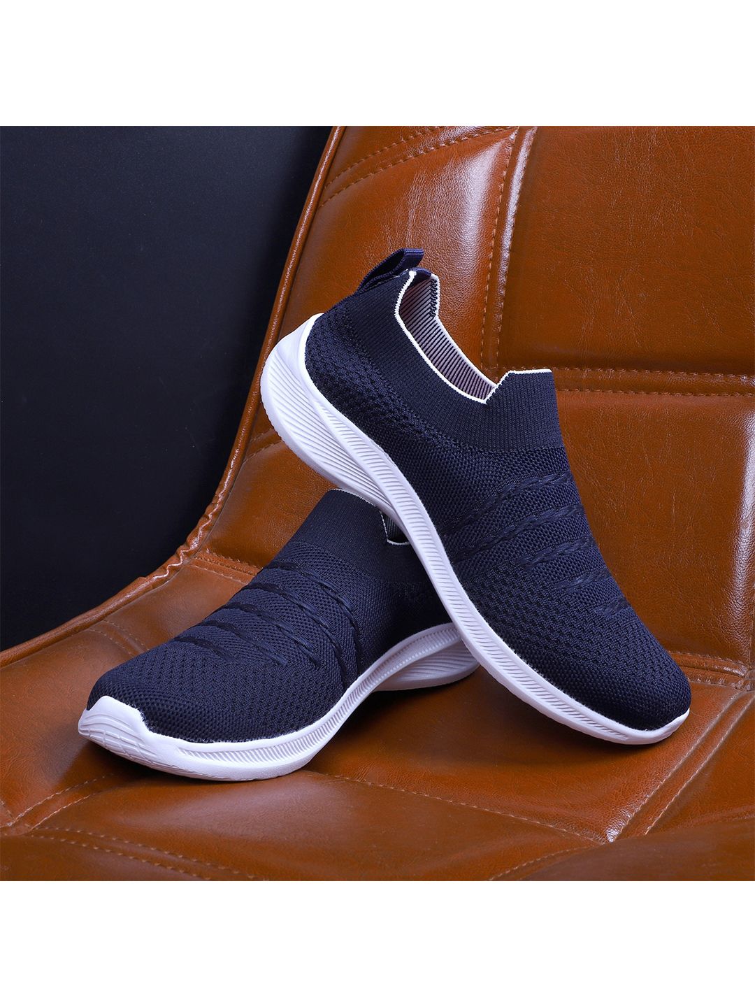 TPENT Women Navy Blue Mesh Running Non-Marking Shoes Price in India