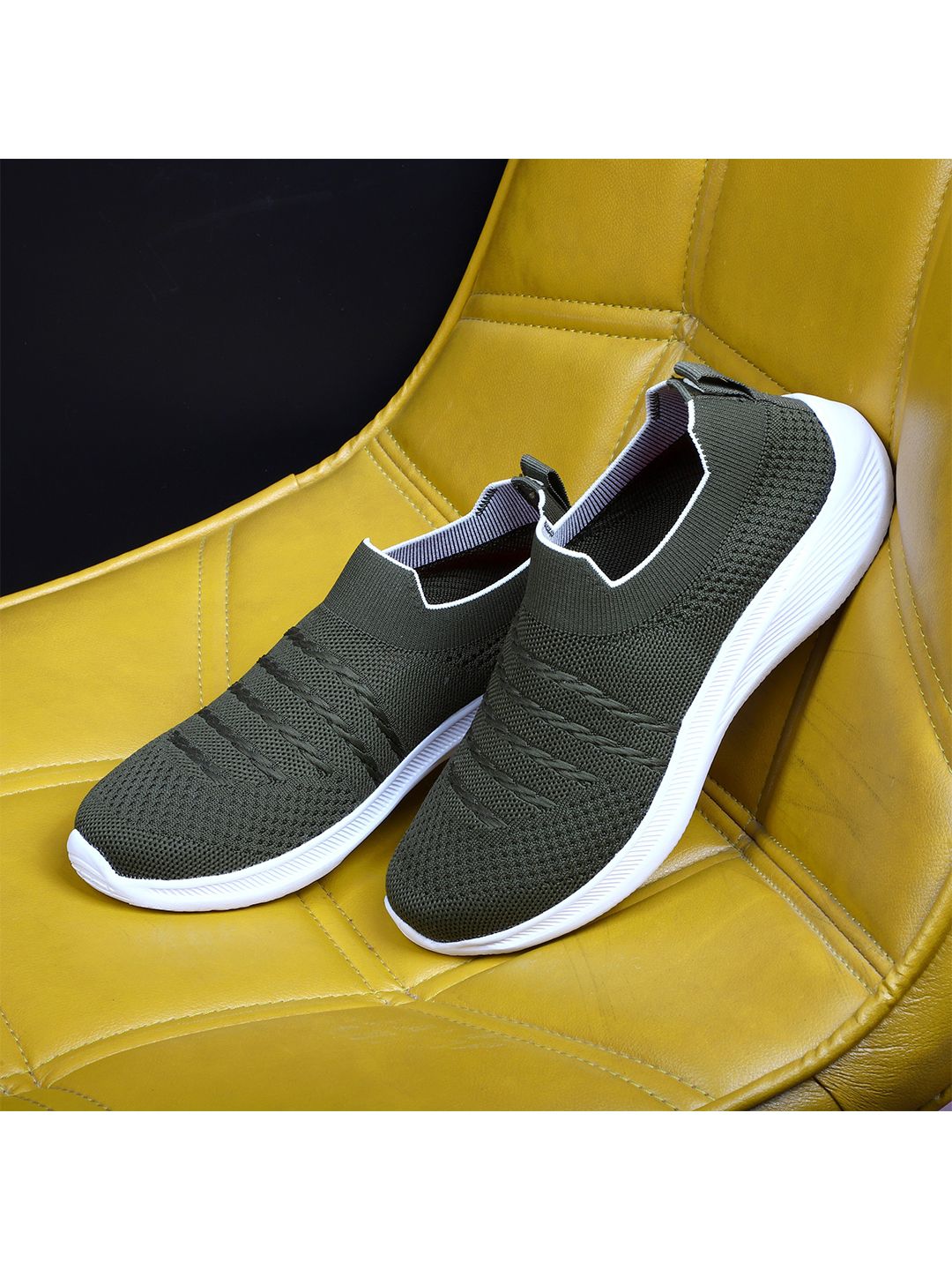 TPENT Women Olive Green Mesh Running Non-Marking Shoes Price in India