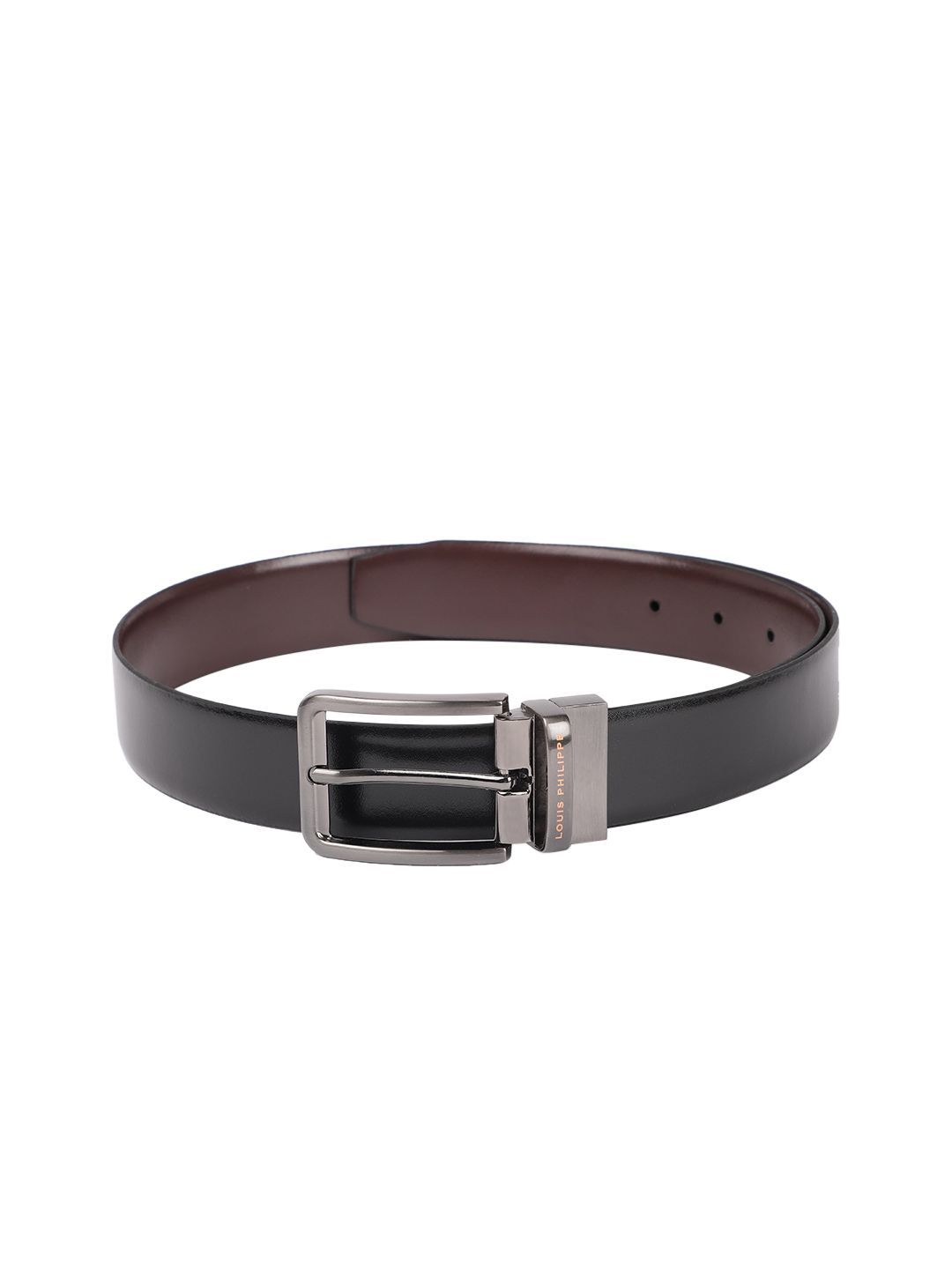 Louis Philippe Men Black & Brown Reversible Leather Belt