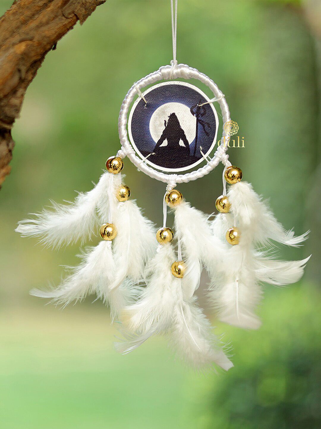 DULI White Printed Shivji  Dream Catcher Car Hanging Price in India