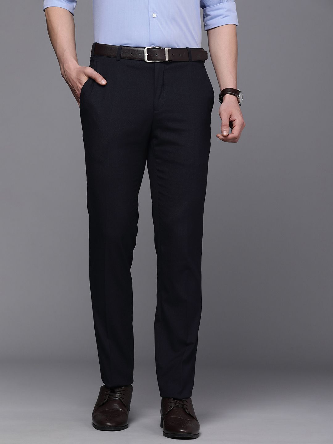Raymond Men Solid Slim Fit Formal Trousers