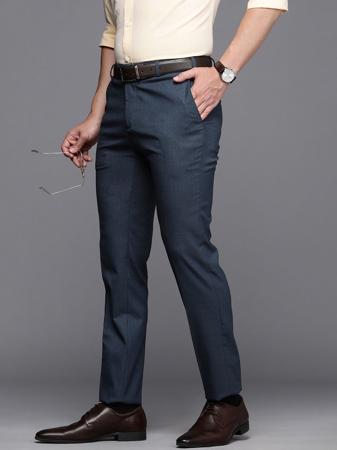 Raymond Men Slim Fit Mid-Rise Formal Trousers