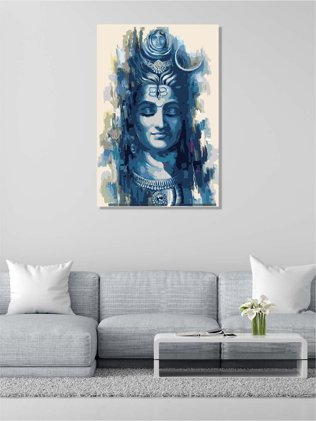 Buy RANGOLI Blue Lord Shiva Canvas Painting Wall Art - Wall Art