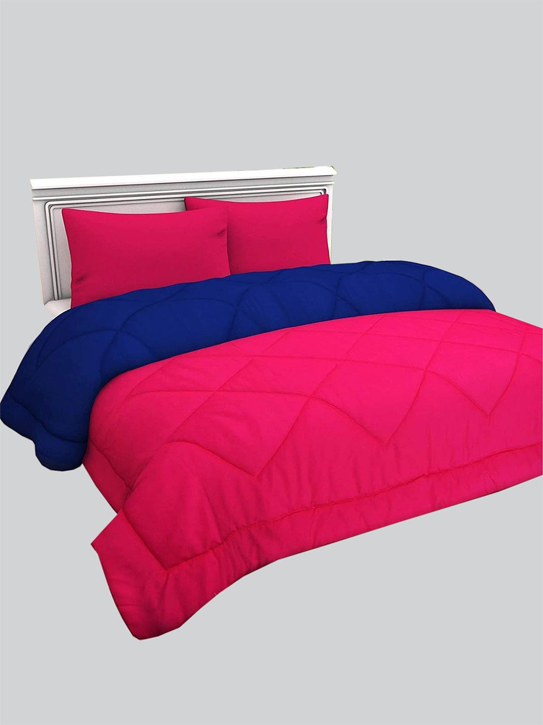 RAASO Pink & Blue Microfiber AC Room Reversible Single Bed Blanket Price in India