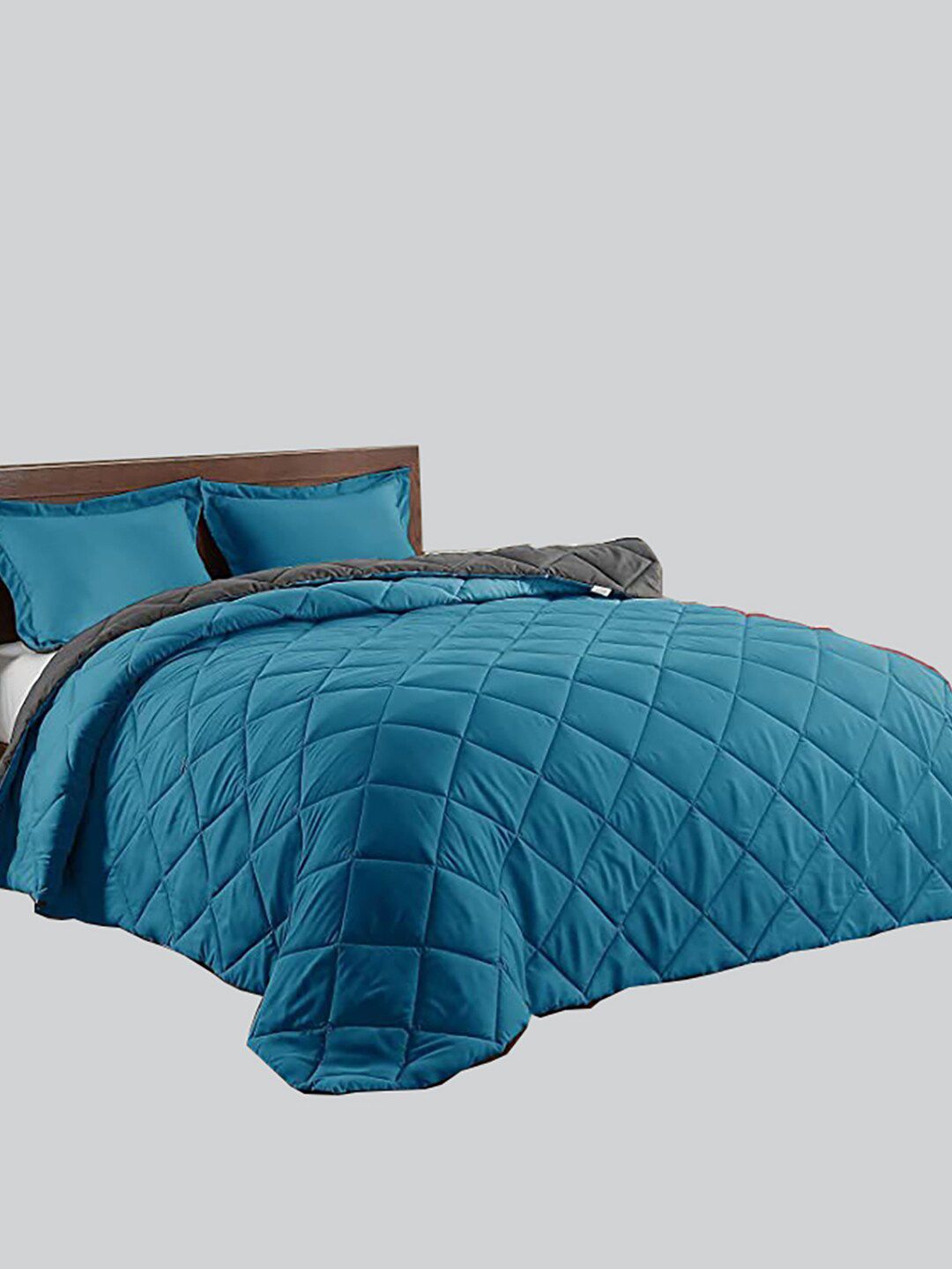RAASO Blue & Grey Microfiber AC Room Reversible Double Bed Blanket Price in India