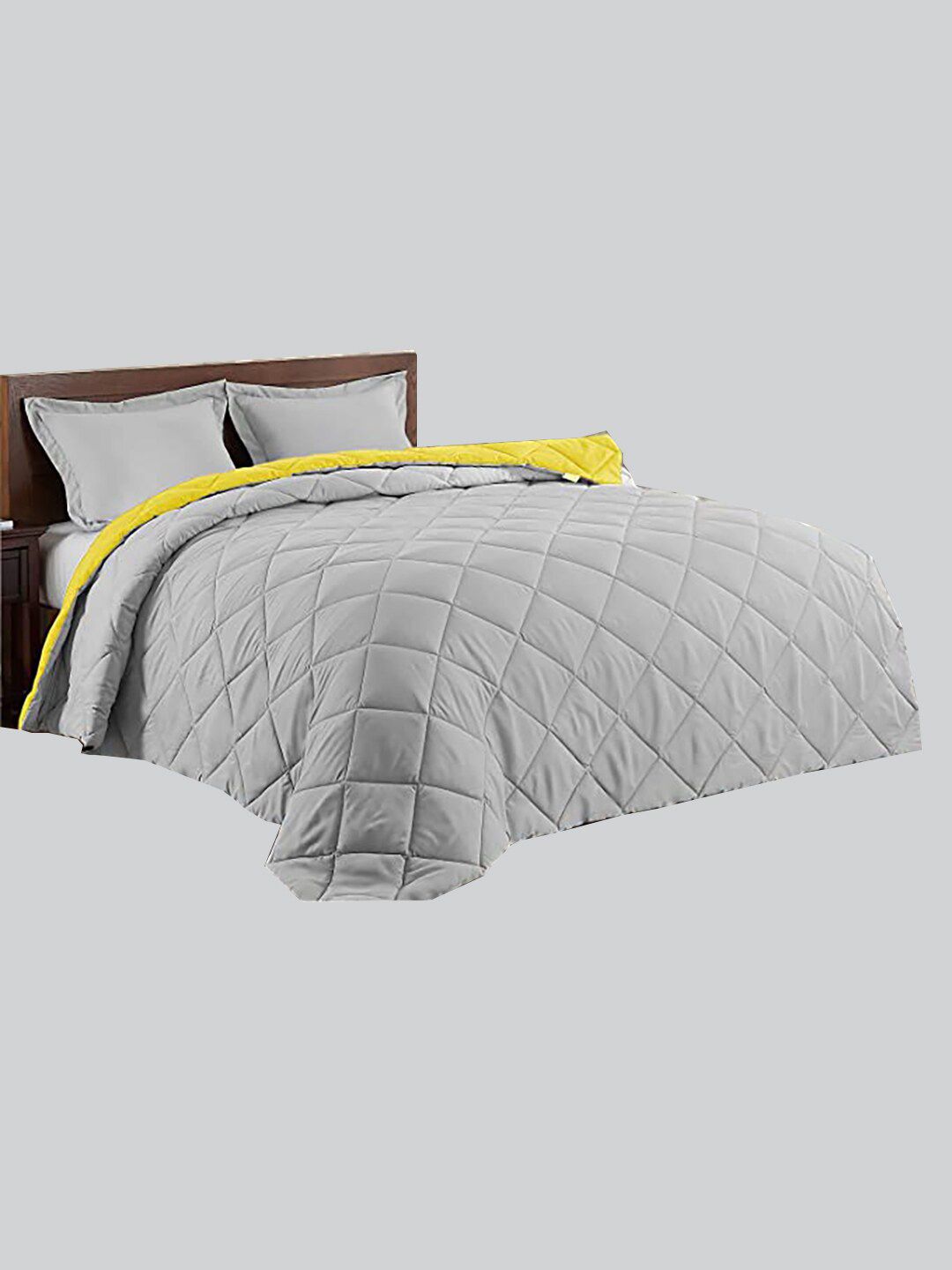RAASO Yellow & Grey Microfiber AC Room Reversible Single Bed Blanket Price in India
