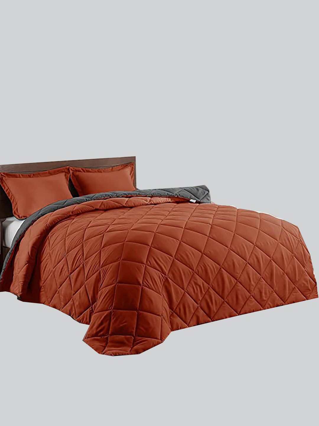 RAASO Rust & Grey Microfiber AC Room Reversible Single Bed Blanket Price in India