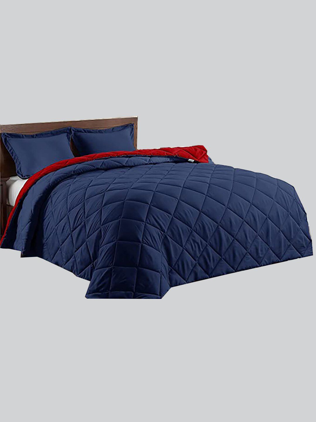 RAASO Blue & Red Microfiber AC Room Reversible Double Bed Blanket Price in India