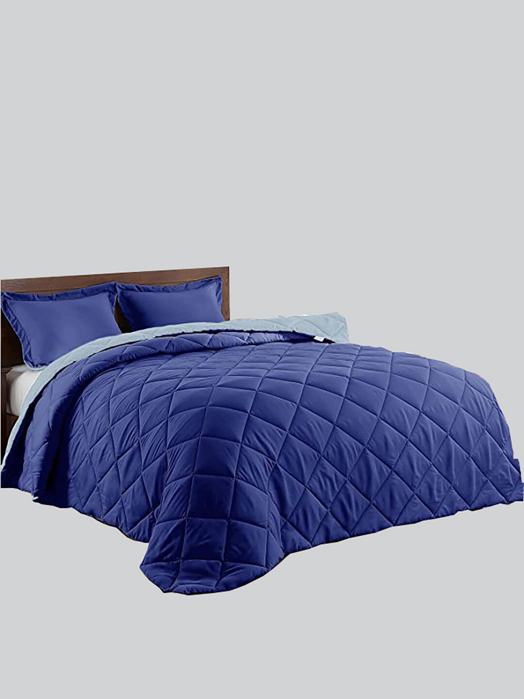 RAASO Blue & Grey Microfiber AC Room Double Bed Blanket Price in India