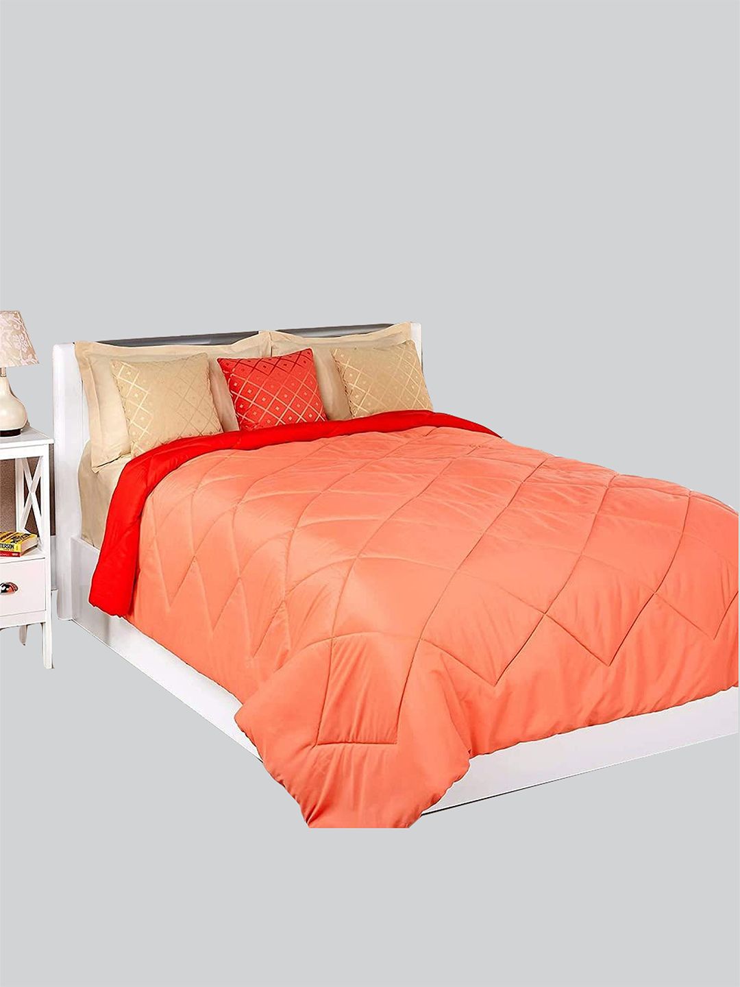 RAASO Orange & Red Microfiber AC Room Double Bed Blanket Price in India