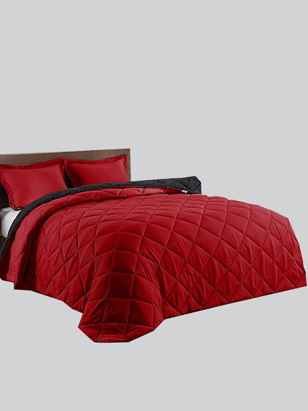 RAASO Red & Black Microfiber AC Room Reversible Single Bed Blanket Price in India