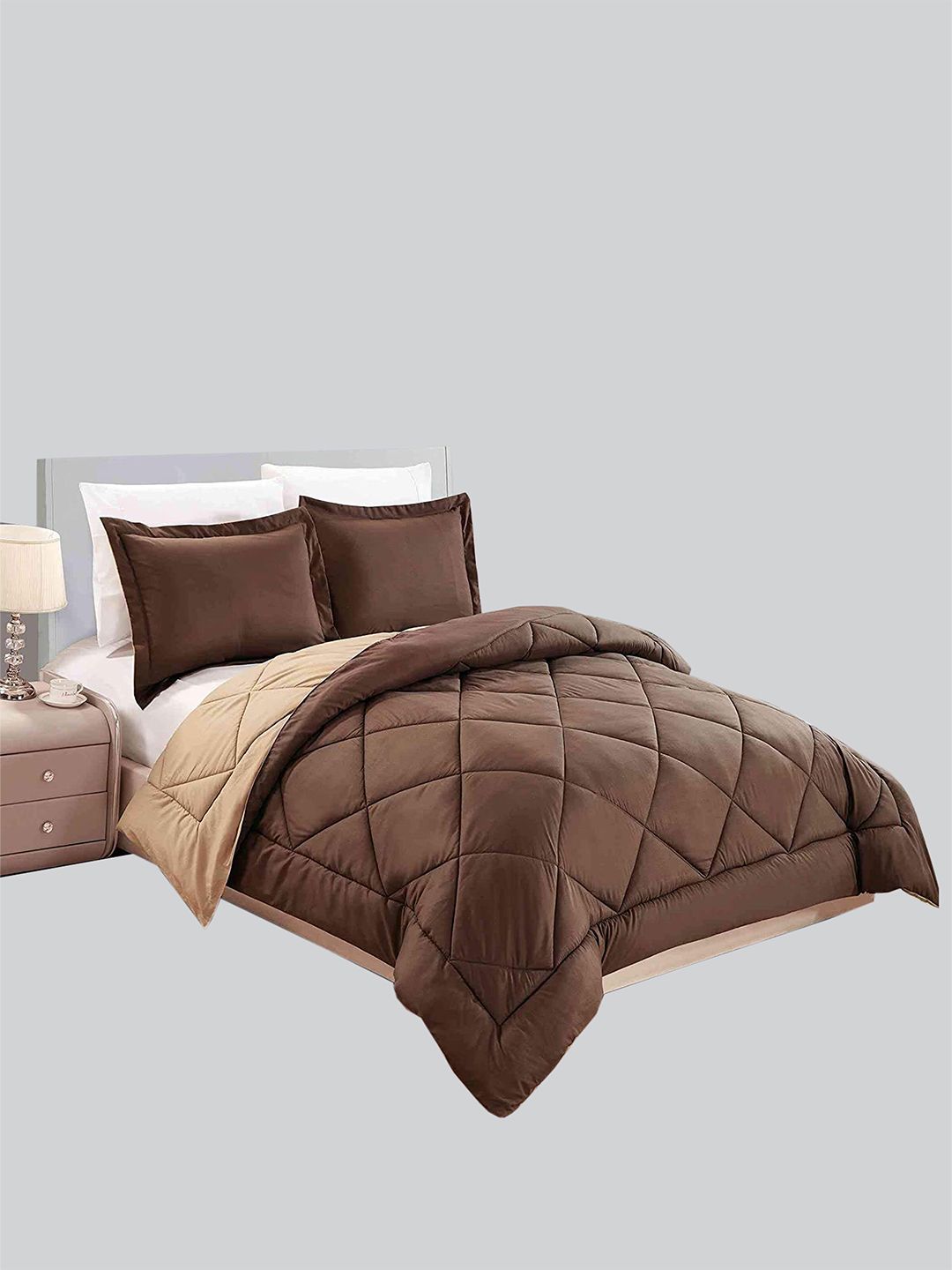 RAASO Beige & Brown 200 GSM Microfiber AC Room Double Bed Blanket Price in India