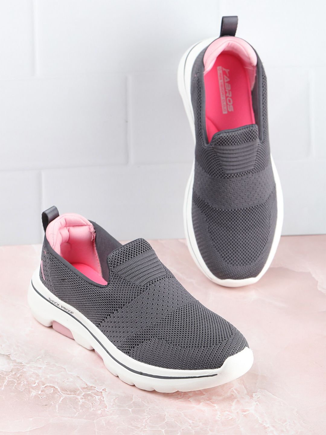 ABROS Women Grey Mesh Walking Shoes Price in India