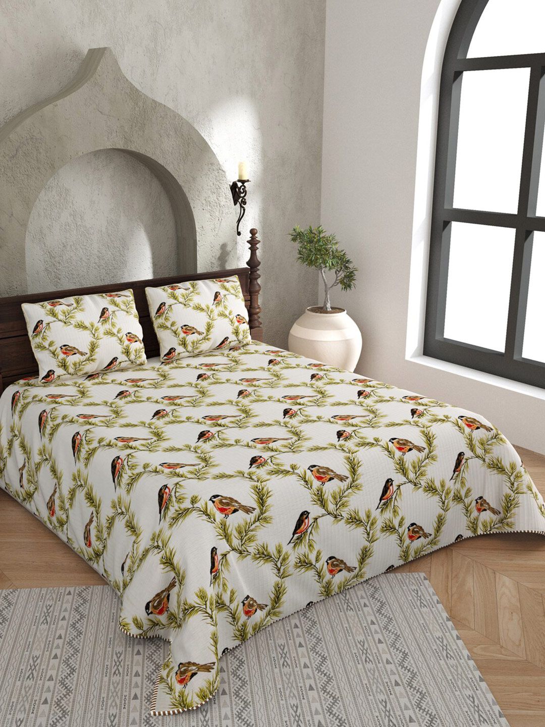 JAIPUR FABRIC Floral Reversible AC Room 150 GSM Double Bed Blanket With 2 Pillow Covers Price in India